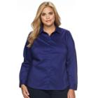 Plus Size Apt. 9&reg; Structured Essential Button-down Shirt, Women's, Size: 3xl, Drk Purple