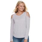 Juniors' Mudd&reg; Lattice Cold-shoulder Sleeve Top, Teens, Size: Medium, Med Grey
