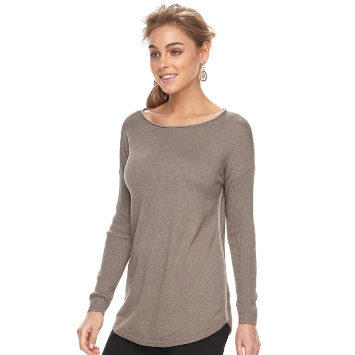 Women's Apt. 9&reg; Sparkle Boatneck Sweater, Size: Small, Med Beige