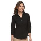 Women's Dana Buchman Poplin Blouse, Size: Medium, Black