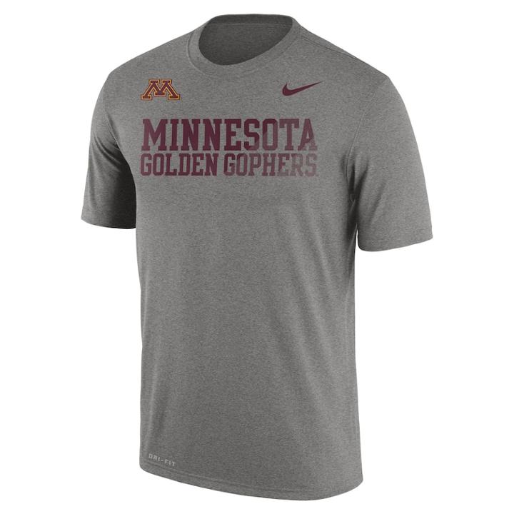 Men's Nike Minnesota Golden Gophers Legend Staff Sideline Dri-fit Tee, Size: Xxl, Gray