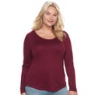 Juniors' Plus Size Mudd&reg; Scoopneck Tee, Teens, Size: 1xl, Dark Pink