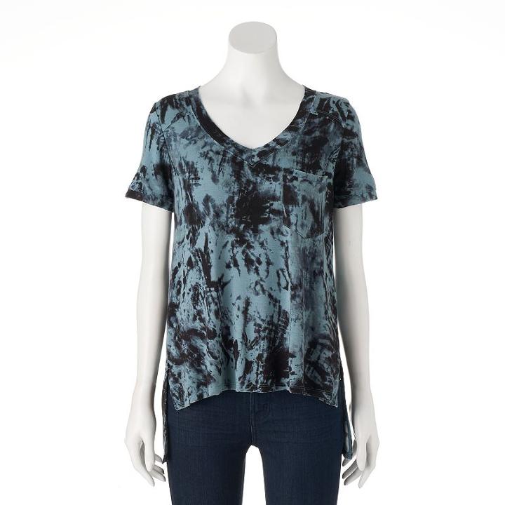 Women's Rock & Republic® Tie-dye High-low Tee, Size: Medium, Med Grey