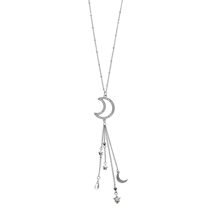 Mudd&reg; Star & Crescent Charm Tassel Y Necklace, Women's, Silver