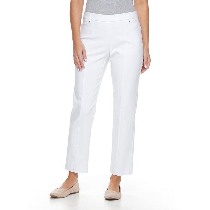 Petite Napa Valley Slimming Solutions Pull On Ankle Pants, Women's, Size: 6 Petite, Natural