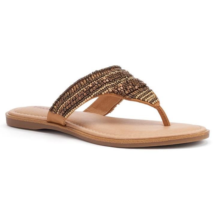 Sonoma Goods For Life&trade; Women's Beaded Thong Sandals, Size: Medium (9.5), Gold