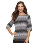 Women's Croft & Barrow&reg; Crepe Print Top, Size: Xl, Dark Grey