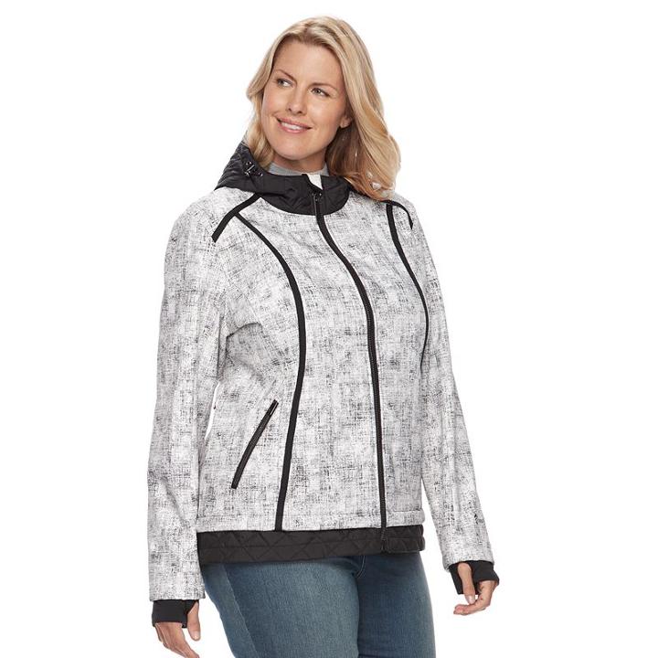 Plus Size Free Country Mock-layer Soft Shell Jacket, Women's, Size: 2xl, White Oth