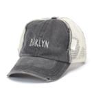 Women's Distressed Brklyn Trucker Cap, Black