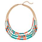 Teal & Coral Bead Multi Strand Necklace, Women's, Multicolor