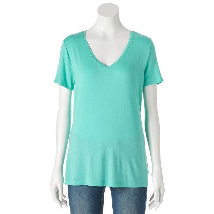 Women's Apt. 9&reg; Essential V-neck Tee, Size: Xl, Brt Green