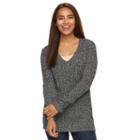 Women's Croft & Barrow&reg; V-neck Cable Knit Sweater, Size: Medium, Black