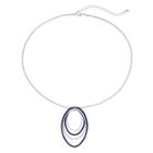 Blue Concentric Oval Pendant Necklace, Women's, Navy