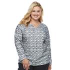 Plus Size Croft & Barrow&reg; Print Henley Tunic, Women's, Size: 1xl, White