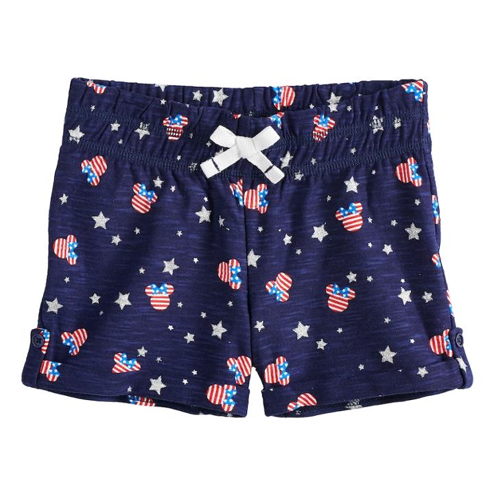Disney's Minnie Mouse Girls 4-10 Patriotic Print Slubbed Shorts By Jumping Beans&reg;, Size: 8, Blue