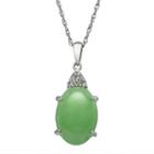 Sterling Silver Jade & Diamond Accent Oval Pendant, Women's, Size: 18, Green