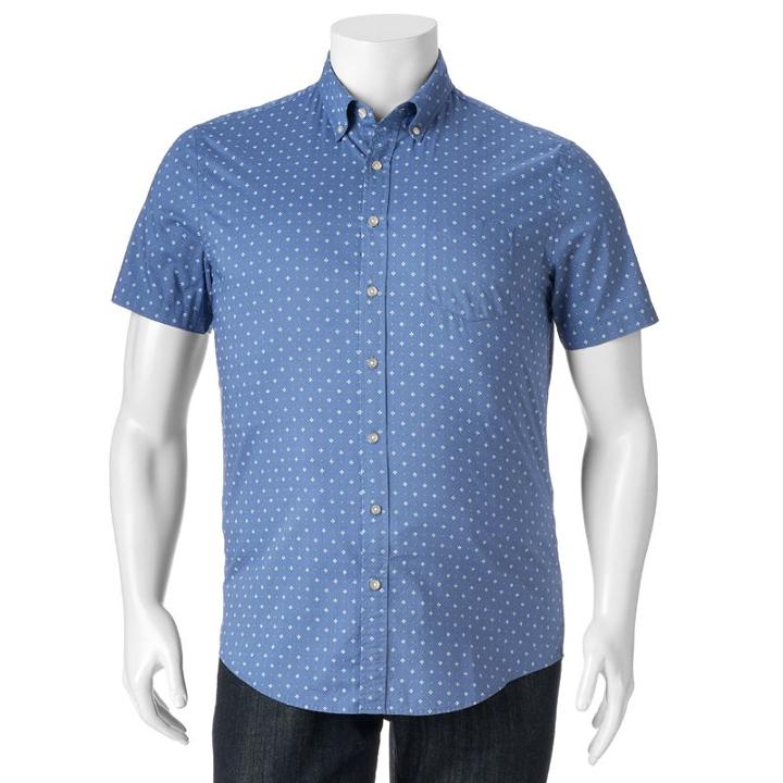 Big & Tall Sonoma Goods For Life&trade; Modern-fit Plaid Poplin Button-down Shirt, Men's, Size: 2xb, Med Blue