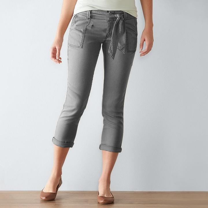 Women's Sonoma Goods For Life&trade; Tie Utility Capris, Size: 18, Grey (charcoal)