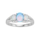 Sterling Silver Lab-created Opal & White Sapphire 3-stone Ring, Women's, Size: 7, Blue