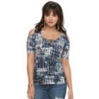 Women's Rock & Republic&reg; Strappy Cold-shoulder Tee, Size: Xl, Dark Blue