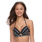 Geometric Halter Bikini Top, Size: Small, Diamond Black