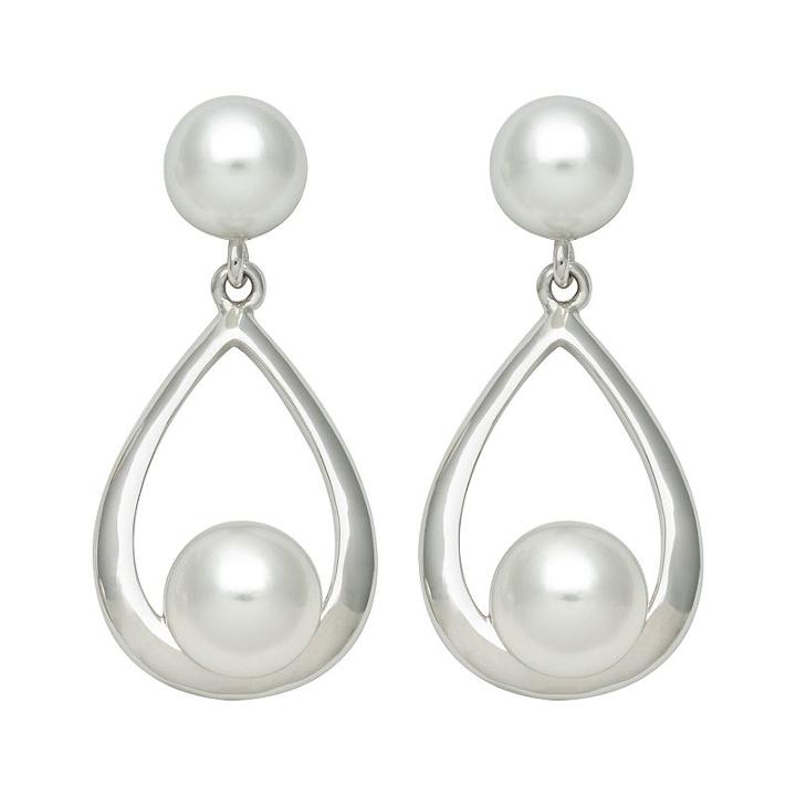 Sterling Silver Freshwater Cultured Pearl Teardrop Earrings, Women's, White