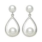 Sterling Silver Freshwater Cultured Pearl Teardrop Earrings, Women's, White