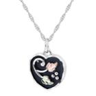 Black Hills Gold Tri-tone Black Powder Coat Heart Pendant Necklace In Sterling Silver, Women's, Size: 18, Grey