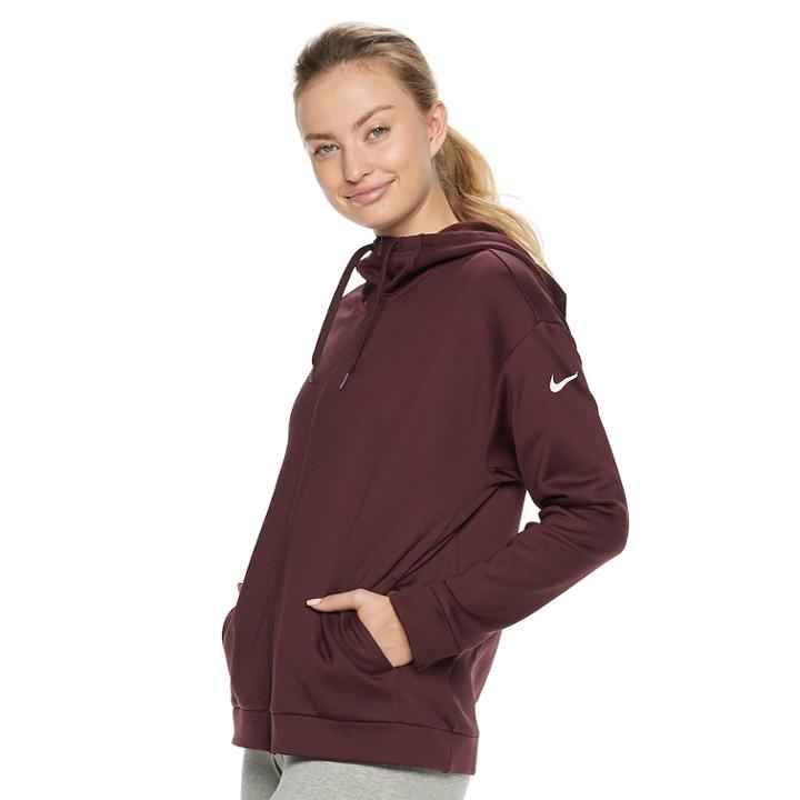 Women's Nike Therma Fleece Training Hoodie, Size: Large, Dark Pink