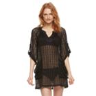 Women's Beach Scene Lace Cover-up, Size: Large, Black
