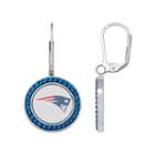 New England Patriots Crystal Team Logo Drop Earrings, Women's, Blue