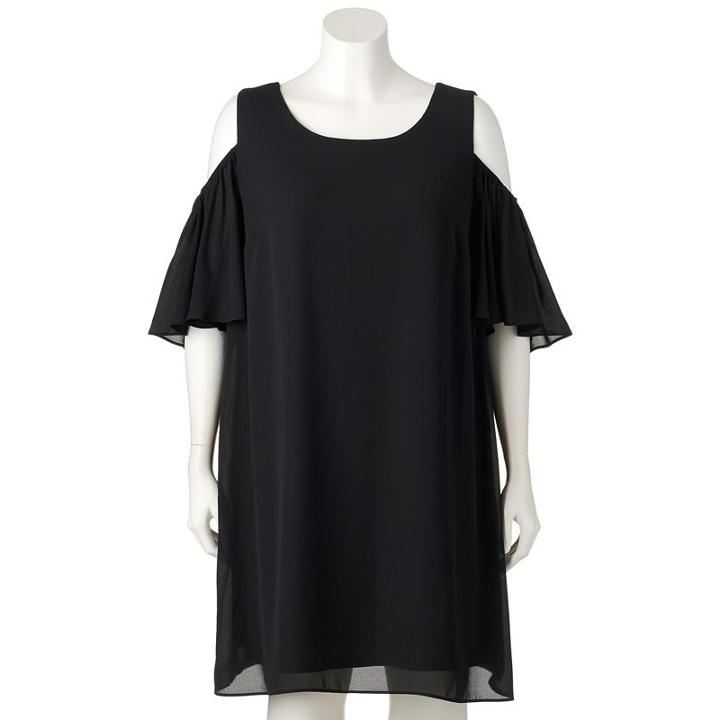 Plus Size Apt. 9&reg; Cold-shoulder Shift Dress, Women's, Size: 0x, Black