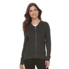 Women's Croft & Barrow&reg; Chevron Bomber Sweater, Size: Xl, Dark Grey