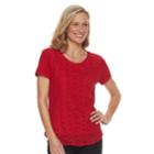 Women's Croft & Barrow&reg; Lace-front Tee, Size: Large, Med Red