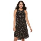 Women's Apt. 9&reg; Print A-line Dress, Size: Large, Black