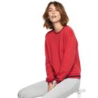 Women's Popsugar Striped-trim Sweatshirt, Size: Large, Dark Pink