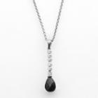 Sterling Silver Onyx Linear Teardrop Pendant, Women's, Size: 18, Black