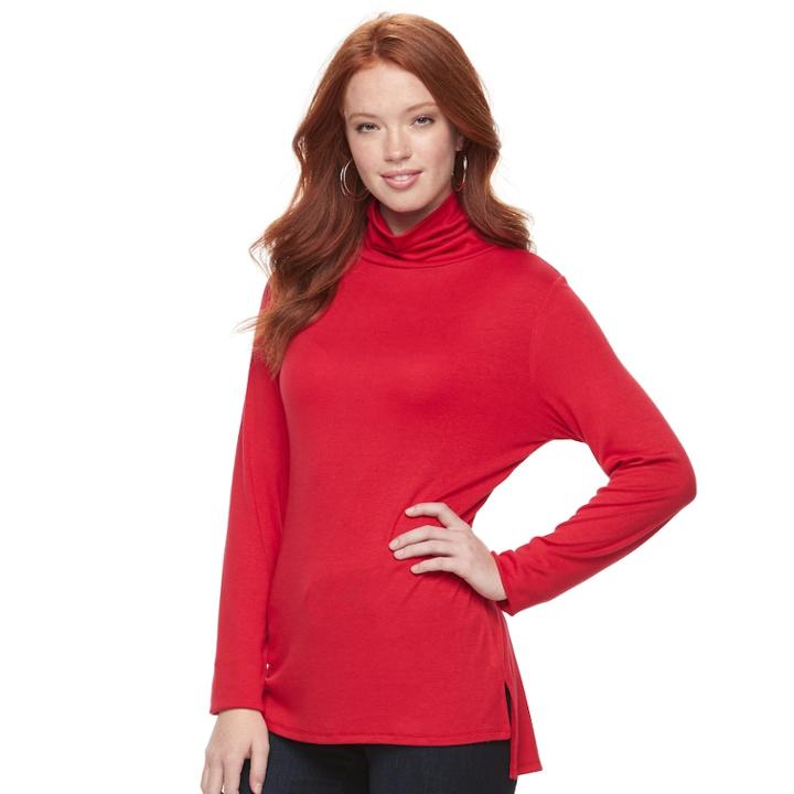 Women's Apt. 9&reg; Turtleneck Tee, Size: Xl, Red