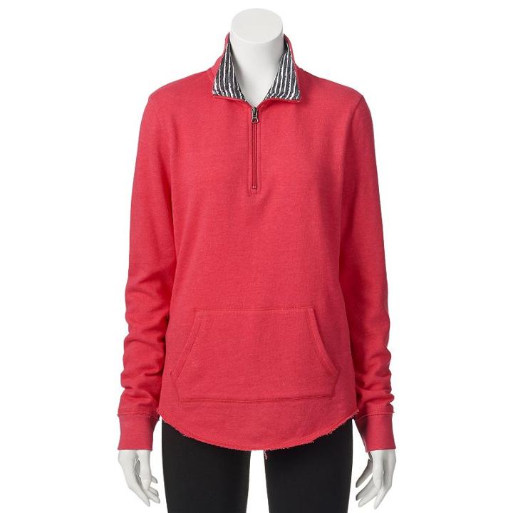 Juniors' So&reg; Quarter-zip Mockneck Fleece Jacket, Kids Unisex, Size: Small, Dark Pink