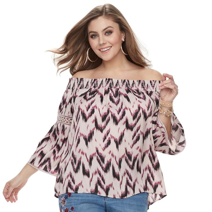 Plus Size Jennifer Lopez Off-the-shoulder Top, Women's, Size: 2xl, Pink