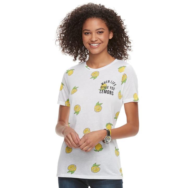 Juniors' When Life Gives You Lemons Tee, Teens, Size: Large, White