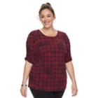 Plus Size Dana Buchman Shirred Elbow Sleeve Top, Women's, Size: 2xl, Med Red