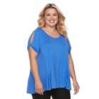 Plus Size Apt. 9&reg; Cold-shoulder A-line Tee, Women's, Size: 0x, Blue (navy)