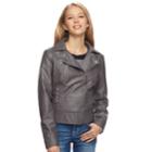 Juniors' J-2 Moto Faux-leather Jacket, Teens, Size: Medium, Dark Blue