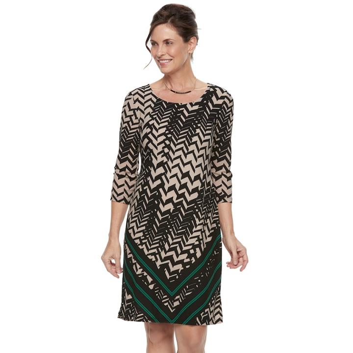 Women's Dana Buchman Scoopneck Shift Dress, Size: Medium, Med Green