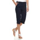 Women's Croft & Barrow&reg; Pull-on Snap Hem Skimmer Capris, Size: Small, Blue