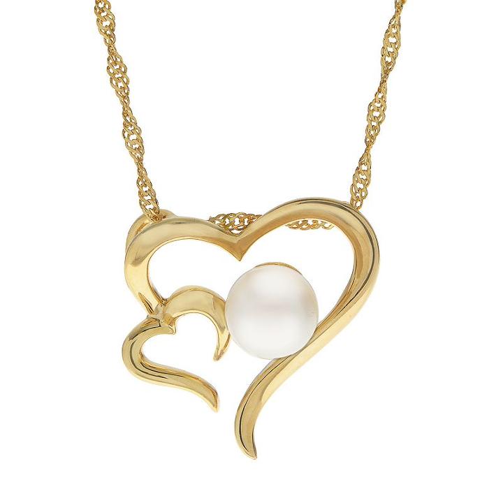 Pearlustre By Imperial Freshwater Cultured Pearl Double Heart Pendant, Women's, Size: 18, White