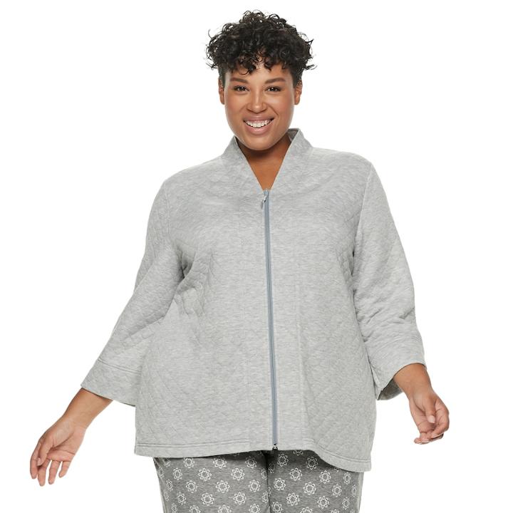 Plus Size Croft & Barrow&reg; Quilted Bed Jacket, Women's, Size: 1xl, Light Grey