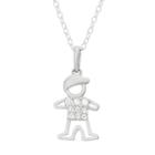 Junior Jewels Kids' Sterling Silver Cubic Zirconia Boy Pendant Necklace, Size: 15, White