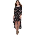 Juniors' American Rag Floral High-low Crinkle Dress, Teens, Size: Large, Black